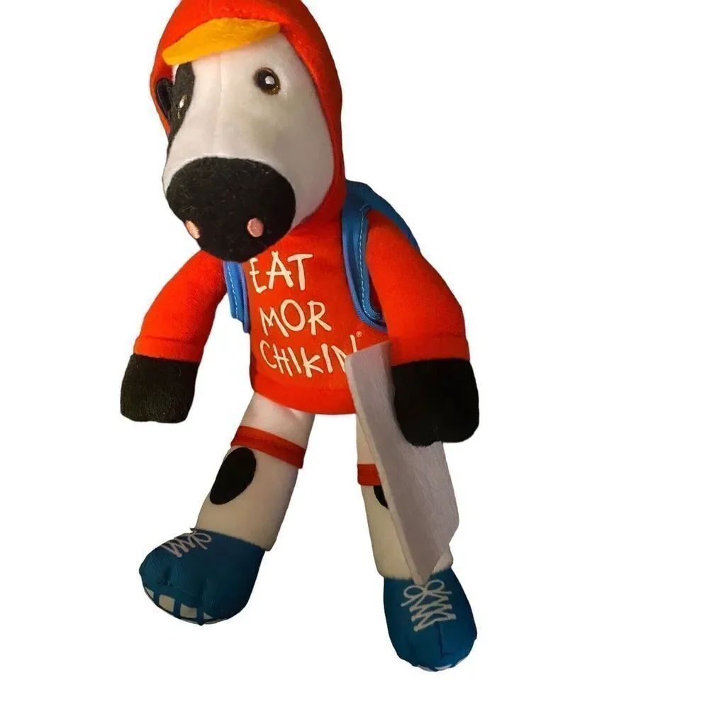 Chick-fil-A Plush Cow Doll Toy Summer 2023 Red Hoodie Traveler 9" Map Backpack